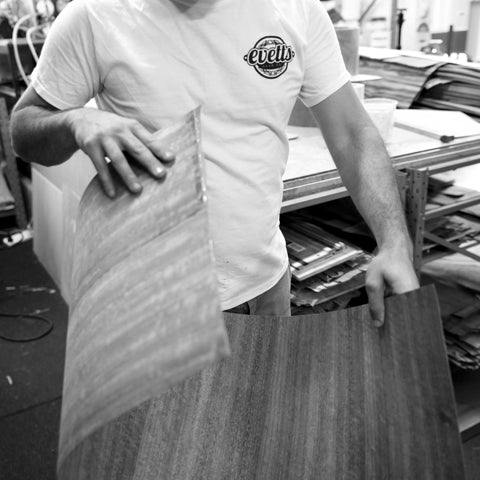 Evetts drums craftsman forming drum shell with 2ply