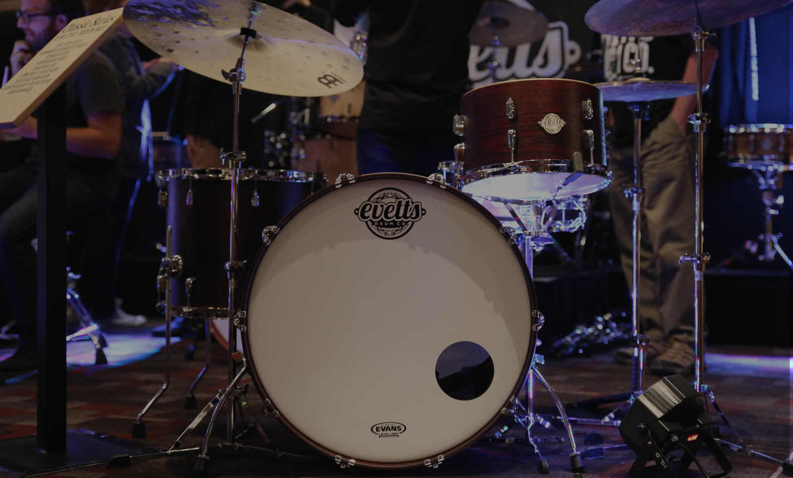 Evetts Handcrafted Bespoke Drum Kit Blackwood Shells Beavertail Lugs Drum Expo