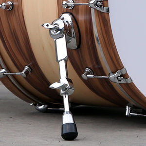Evetts heavy duty telescopic bass drum spurs on American Red heart veneer drum kit